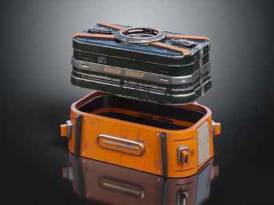 Orange And Black Equipment Case Stacked Design With Handle Latch Durable Professional 3d model