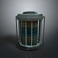 Industrial Metal Cylindrical Equipment With Grille And Layered Interior Structure