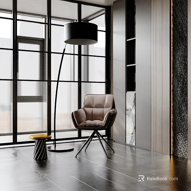 Inflatables Decorative Element In Modern Interior With Floor Lamp Brown Chair And Window 3d model 