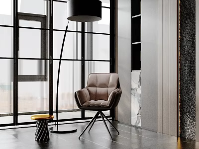 Inflatables Decorative Element In Modern Interior With Floor Lamp Brown Chair And Window 3d model