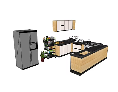 Modern push dining car rack 3d model Modern push dining car rack 3d model