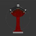 Traditional Chinese Gate Structure With Red Doors Grey Tile Roof And White Base