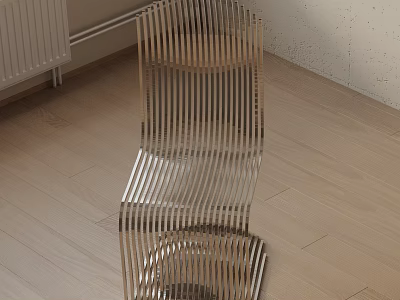 Modern Metal Striped Leisure Chair With Hollow Design In Wooden Floor Interior 3d model