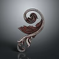 Ornamental Decorative Spiral Element With Feather Like Carvings And Intricate Design Details
