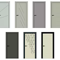 Modern Hinged Doors With Geometric Patterns Solid Colors Linear Designs And Various Styles For Home 3d model