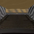 Spacious Auditorium Interior With Rows Of Seats Curved Wooden Ceiling And Stone Walls