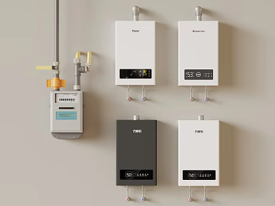 Rinnai Wall Mounted Kitchen Appliances With White And Black Models Installed On Wall 3d model