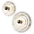 Elegant Marble Wall Lamps With Round Design And Gold Metal Details