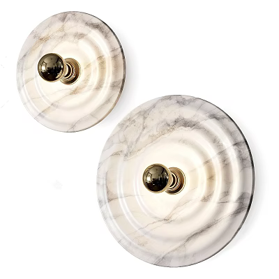 Elegant Marble Wall Lamps With Round Design And Gold Metal Details 3d model