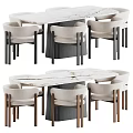 Elegant Modern Dining Table Set With Marble Top And Light Padded Chairs 3d model