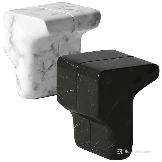Modern Black And White Marble Texture Side Tables For Home Decor 3d model 