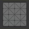 Modern Geometric Cube Featuring Intricate Lattice Pattern And Metallic Blue Surface