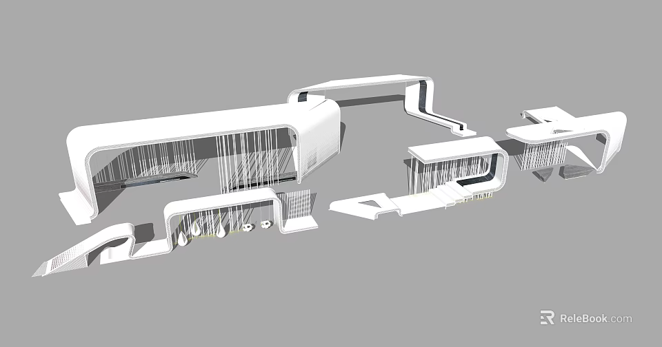 Modern Pergola Outdoor Structure With Open Geometric Frame And Shade Design 3d model 