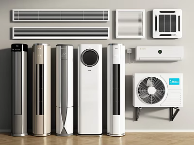 Modern Air Conditioners and Fans with Standing Wall Mounted Designs for Home Use 3d model