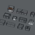 Glass House Models With Various Shapes Sizes Sloped Roofs And Transparent Structures