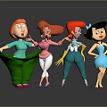 Vibrant Cartoon Female Characters With Various Hairstyles And Colorful Outfits Posing Together
