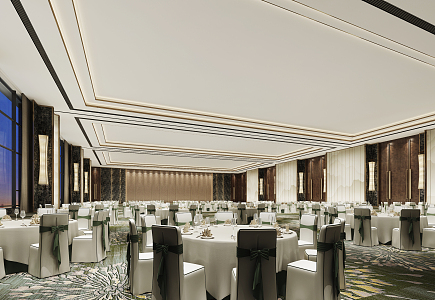 New Chinese Banquet Hall Hotel Banquet Hall 3d model