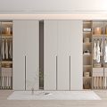 Wardrobe Full Wall Wardrobe Cream Style Wardrobe Clothes Storage Box 3d model