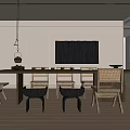 Modern Tea Room Interior Design With Wooden Table Chairs And Minimalist Wall Decor