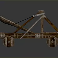 Vintage Historical Tank Model Featuring Wooden Frame And Wheeled Arm Structure Design