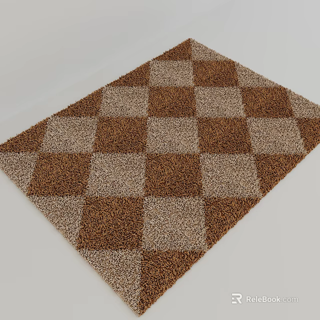 Classic Checkerboard Pattern Square Carpet In Brown And Beige Color Tones 3d model