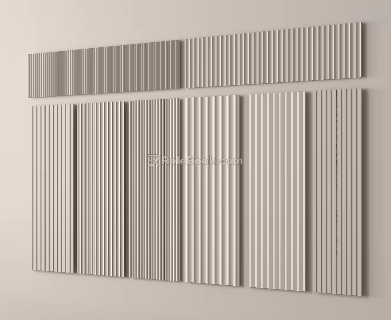 Modern grille clapboard decorative panel background wall 3d model