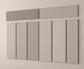 Modern grille clapboard decorative panel background wall 3d model