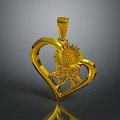 Elegant Gold Heart Shaped Pendant With Sunflower Design Stylish Fashion Accessory