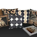 Chic Velvet Throw Pillows With Leopard Polka Dot And Geometric Patterns For Home Sofa Decor 3d model