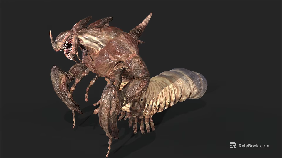 3D Rendered Fantasy Monster With Spiked Limbs And Carapace Body Design 3d model 
