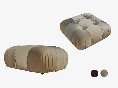 Upholstered Padded Sofa Stools in Beige with Brown and Light Color Options and Modern Design 3d model
