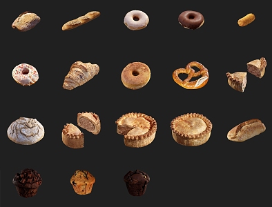 Modern Bread Cake Collection 3d model