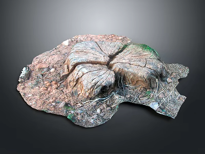 Handcrafted Stone and Wood Decorative Piece Showcasing Natural Texture and Artistic Design 3d model