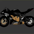 Black Sport Motorcycle With Sleek Design Orange Engine And Black Wheels On Grey Background