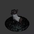 Cartoon Dog Character with Big Eyes Tongue Out Brown White Fur Standing on Blue Grass
