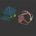 Stylish Blue Cap With Yellow Lightning Symbol And Pink Decorative Mask