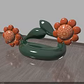 Creative Green Public Chair Design With Orange Flower And Leaf Elements 3d model