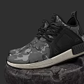 Modern Camouflage Pattern Sneakers With White Sole Black Laces And Mesh Design