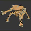 Orange Mechanical Multi Legged Game Movie Character With Metallic Joints And Claws
