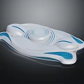 Cartoon Scene of Futuristic White Blue Spaceship With Streamlined Design and Circular Center