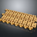 Set of Golden Decorative Household Items With Neatly Arranged Uniform Design