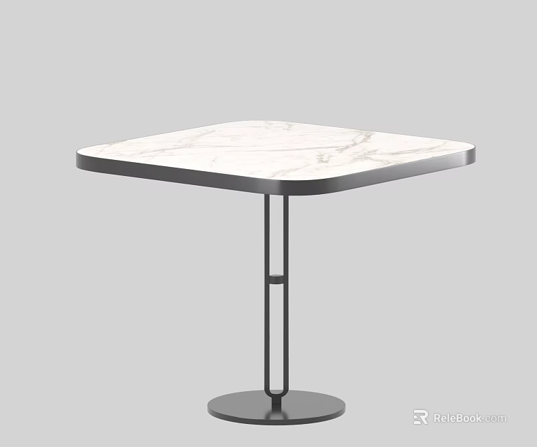 Stylish Modern Coffee Table With Square Marble Top And Black Metal Legs 3d model 