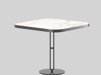 Stylish Modern Coffee Table With Square Marble Top And Black Metal Legs 3d model