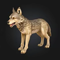 Realistic Gray Brown Wolf Sculpture With Detailed Fur And Standing Pose