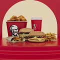 KFC Food Combo With Fried Chicken Bucket Hamburgers Fries Drink And Wrap