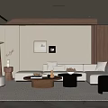 Modern Living Room Interior Design With Beige Sofa Wooden Elements And Area Rug