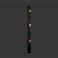 Futuristic Circular Structure With Glowing Orange Elements And Reflective Black Base