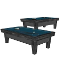 High Quality Sports Equipment Billiard Tables With Black Frames Light Blue Surfaces Balls And Cues
