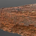 Vintage Rustic Red Brick Wall With Weathered Texture And Distressed Bricks 3d model