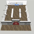 Room Layout Plan With Dimensions Entrance And Wavy Brown Flooring Design